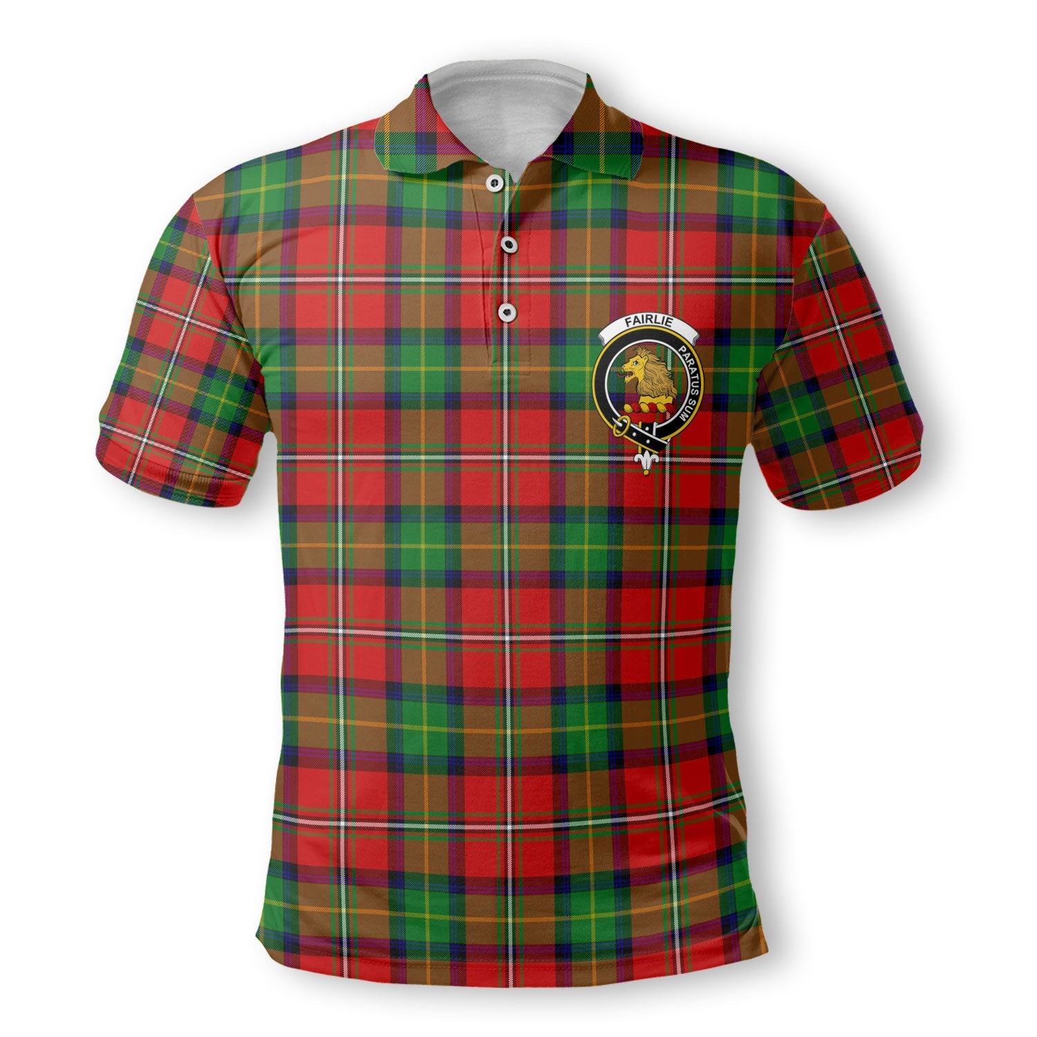 Clan Fairlie Tartan Golf Men Polo Shirt Crest And Plaid Basic Style