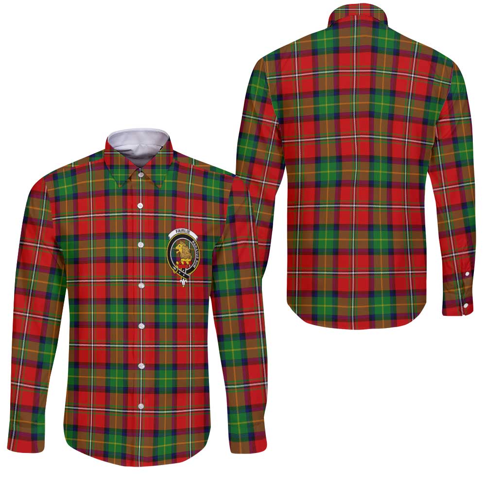 Clan Fairlie Tartan Long Sleeve Button Shirt Crest And Plaid Basic Style