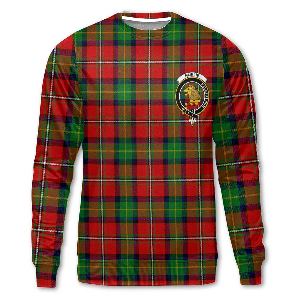 Clan Fairlie Tartan Men Sweatshirt Crest And Plaid Basic Style