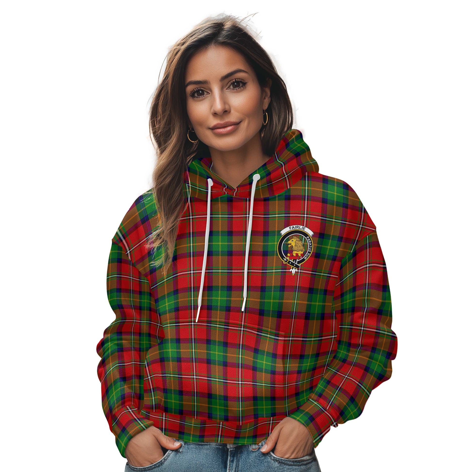 Clan Fairlie Tartan Women Hoodie Crest And Plaid Basic Style