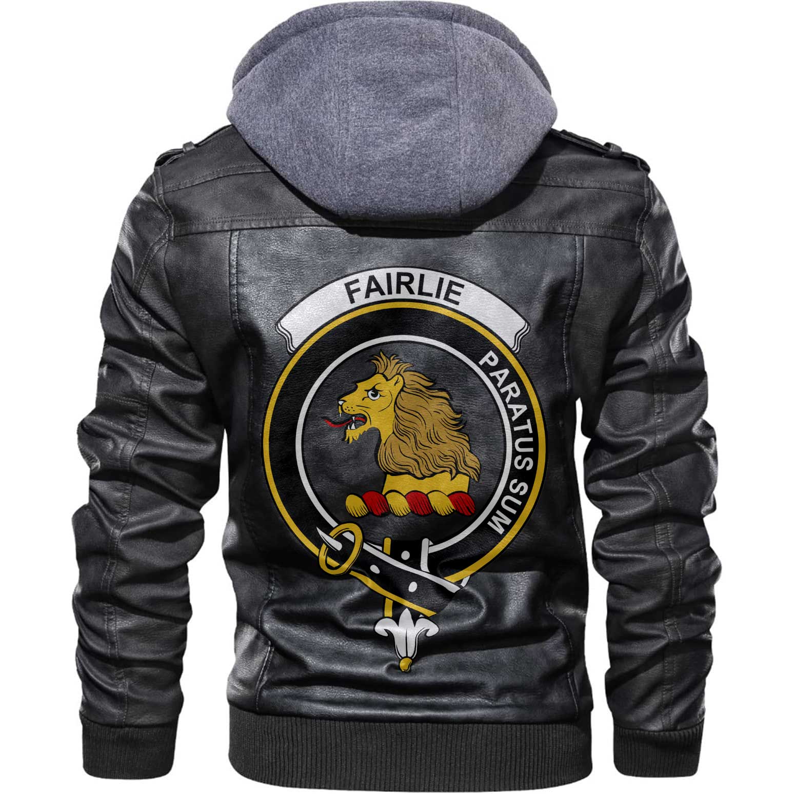 Clan Fairlie Tartan Zip Leather Jacket Crest And Plaid Basic Style