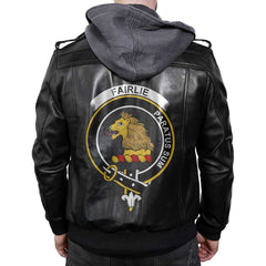 Clan Fairlie Tartan Zip Leather Jacket Crest And Plaid Basic Style