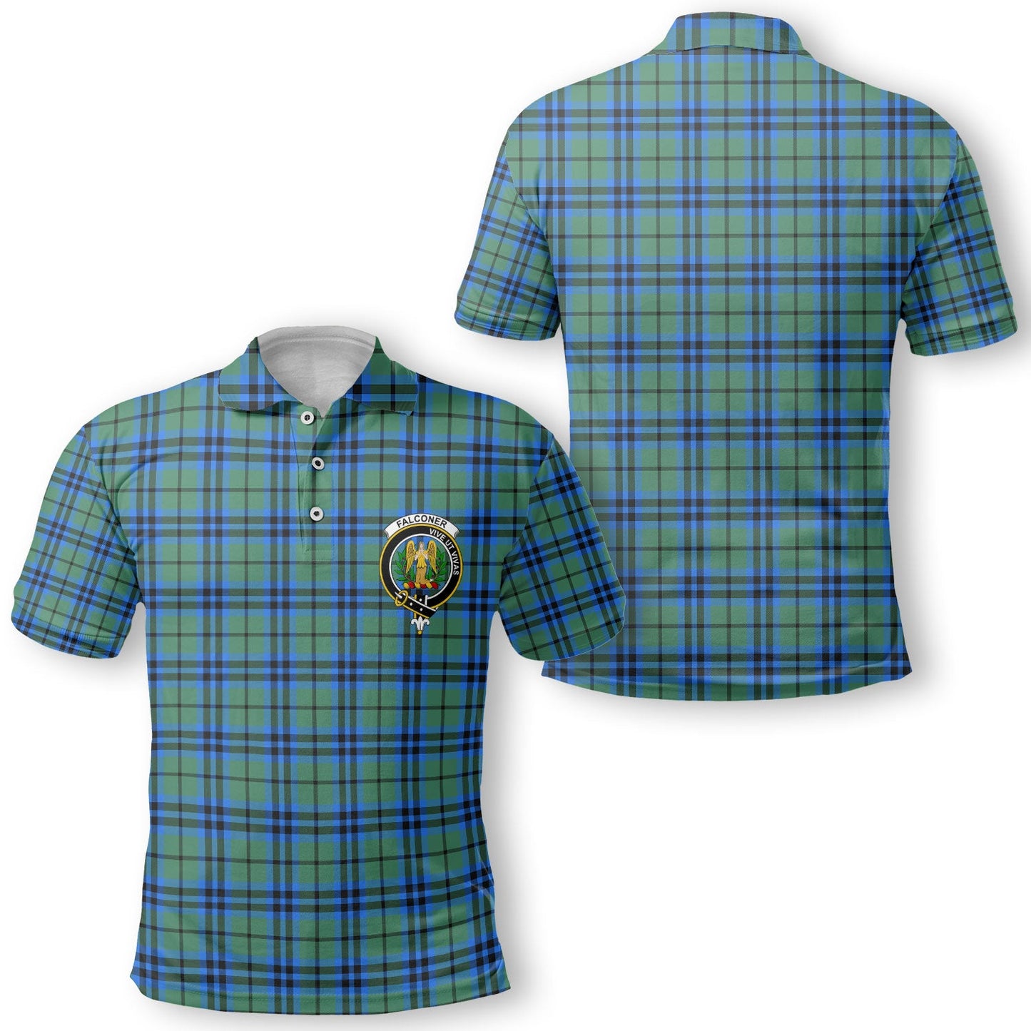 Clan Falconer Tartan Golf Men Polo Shirt Crest And Plaid Basic Style