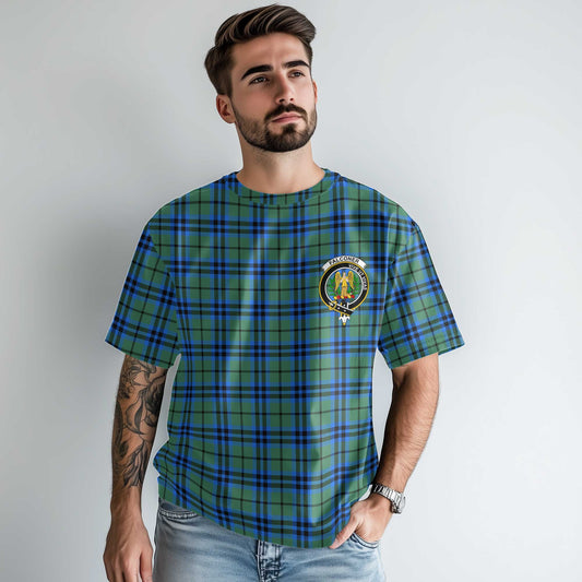 Clan Falconer Tartan Men T Shirt Crest And Plaid Basic Style