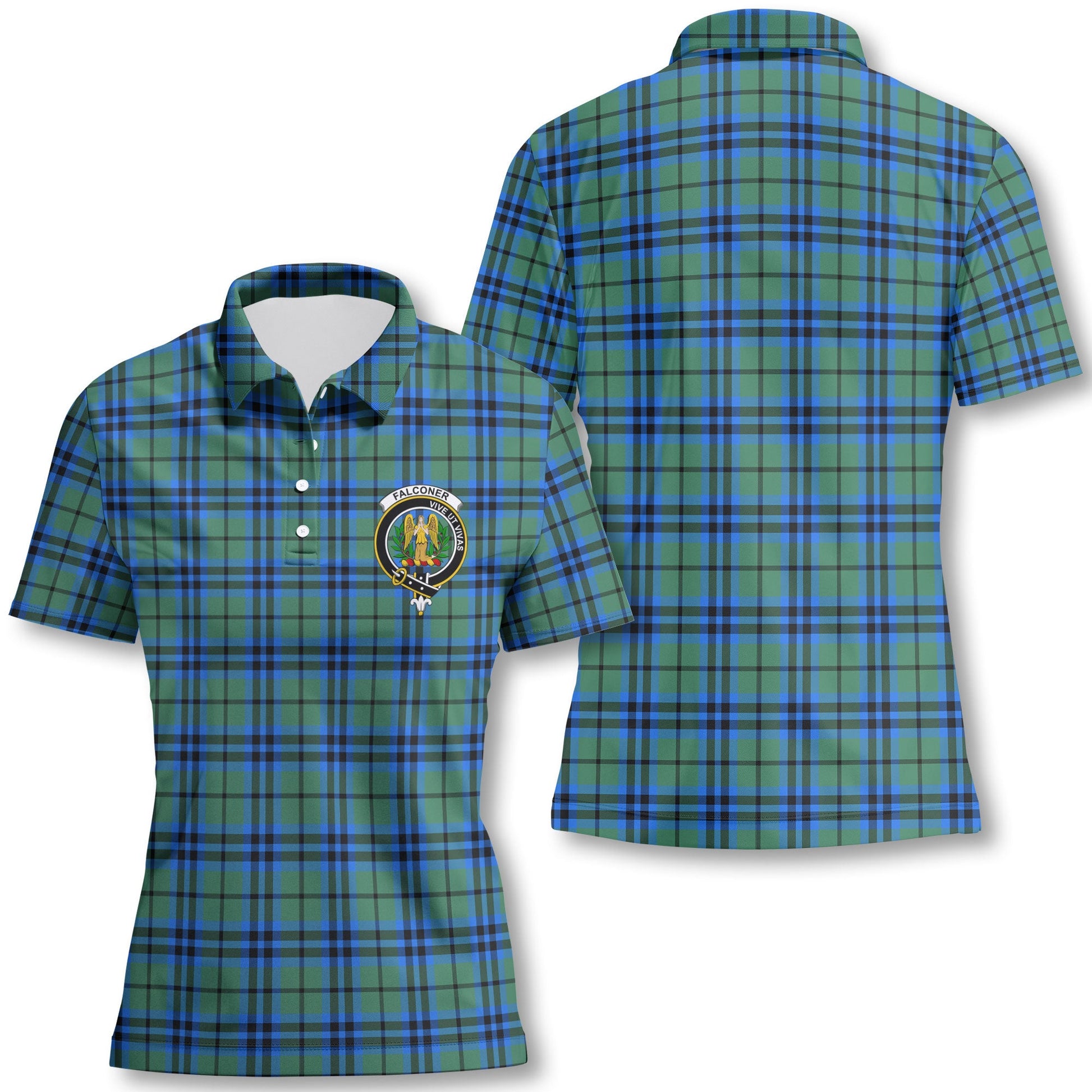 Clan Falconer Tartan Women Polo Shirt Crest And Plaid Basic Style