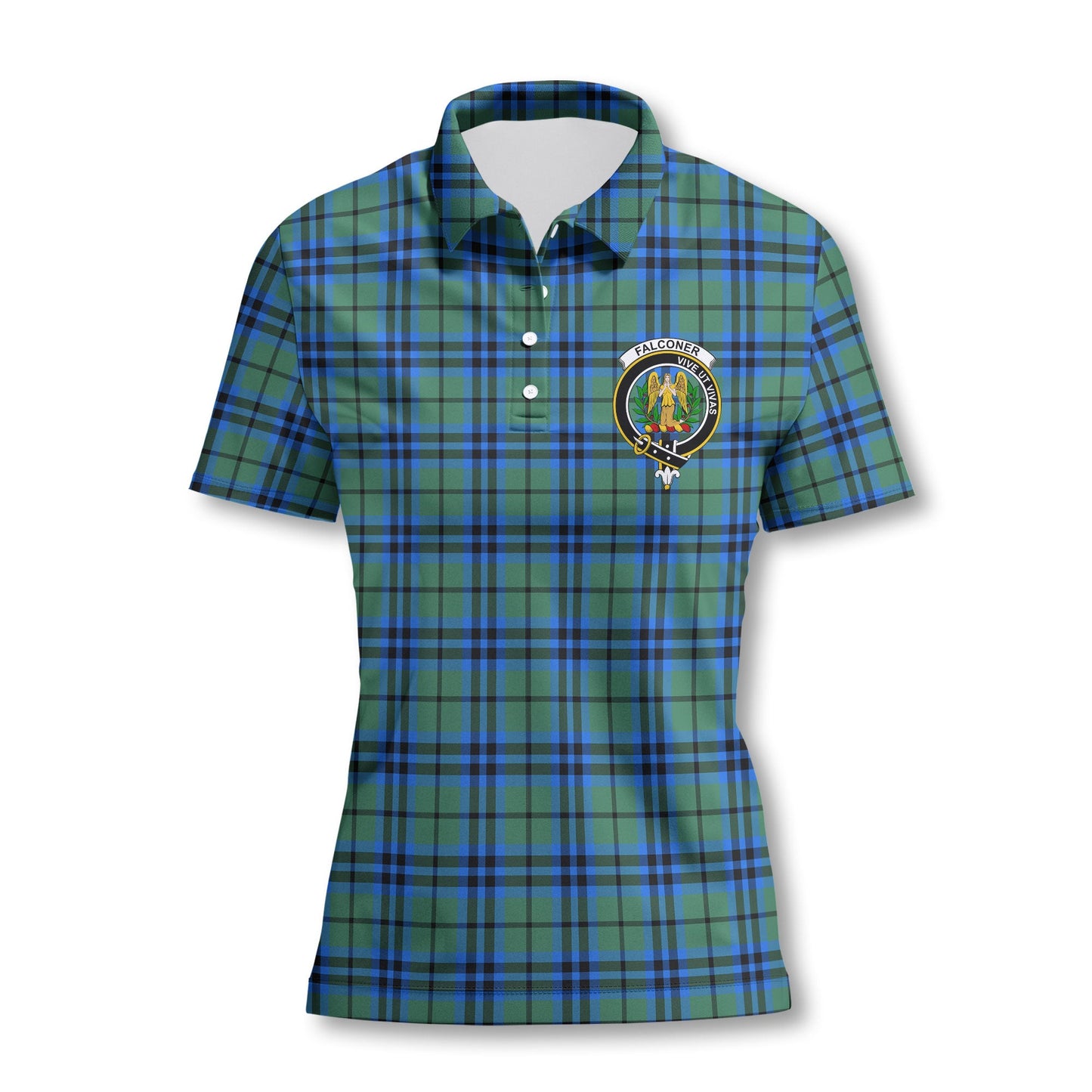 Clan Falconer Tartan Women Polo Shirt Crest And Plaid Basic Style