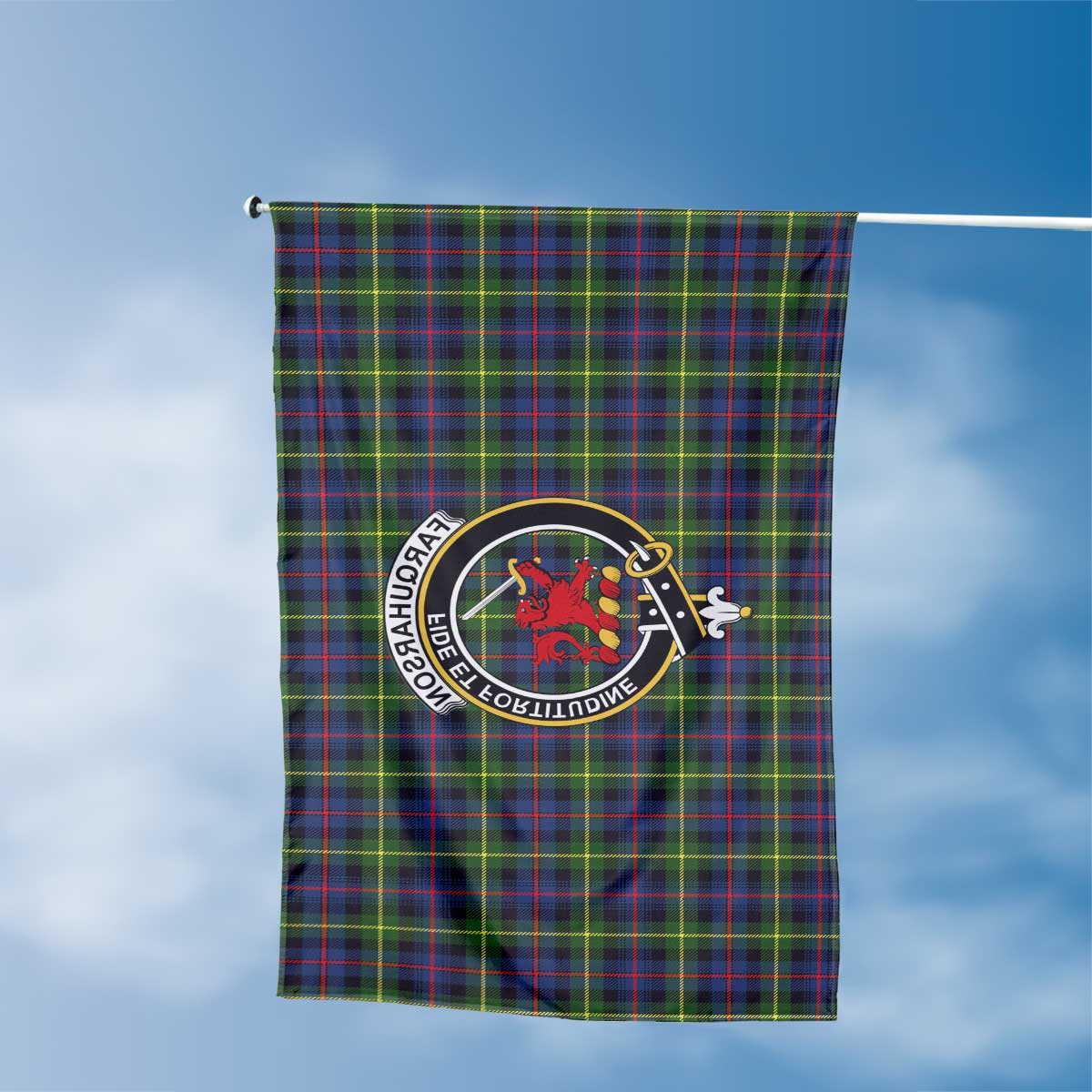 Clan Farquharson Tartan Flag Crest And Plaid Basic Style