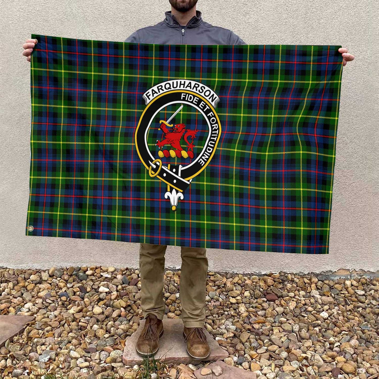 Clan Farquharson Tartan Flag 1 Crest And Plaid Basic Style Tartan House Flag Crest And Plaid Basic Style