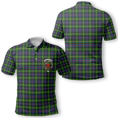 Clan Farquharson Tartan Golf Men Polo Shirt Crest And Plaid Basic Style