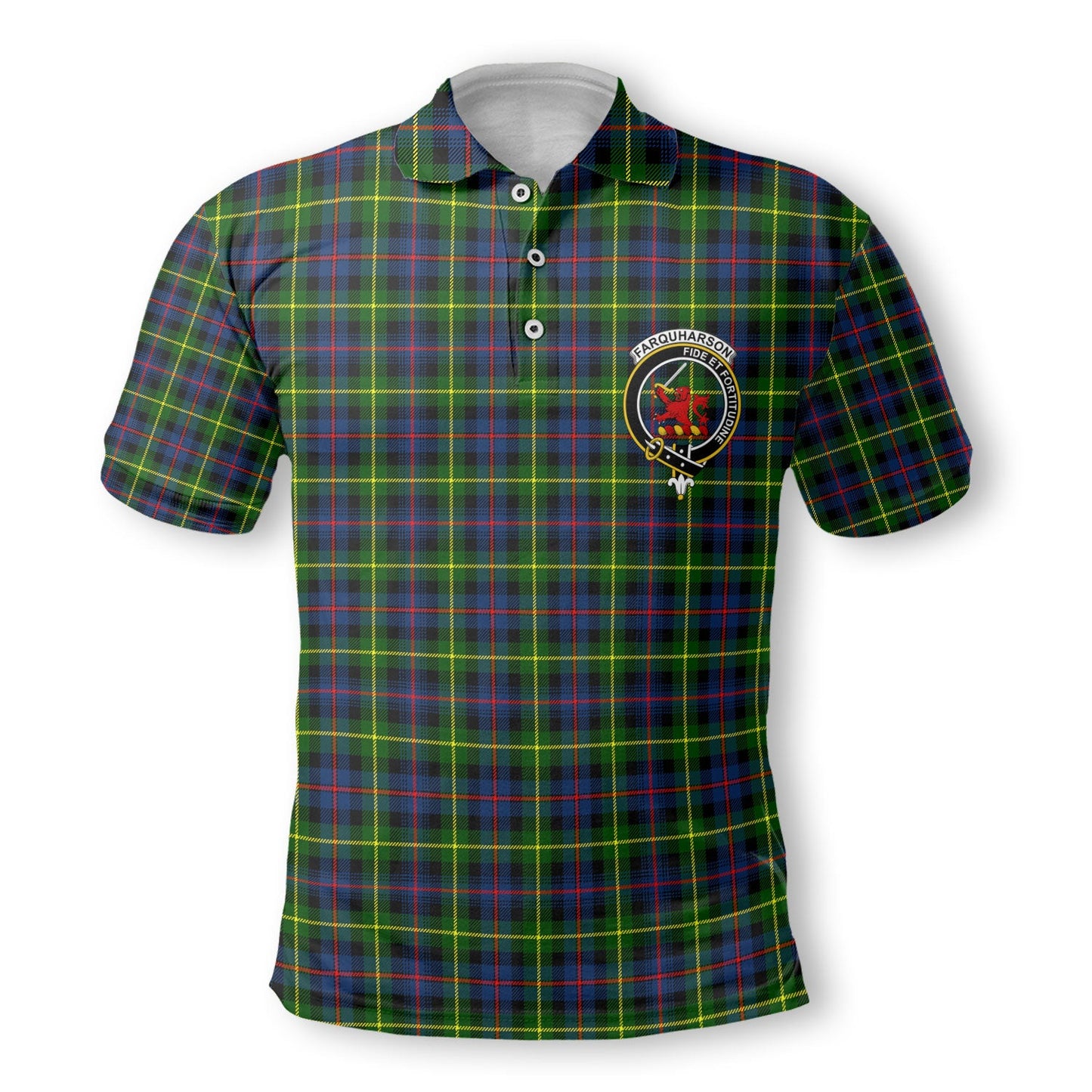 Clan Farquharson Tartan Golf Men Polo Shirt Crest And Plaid Basic Style