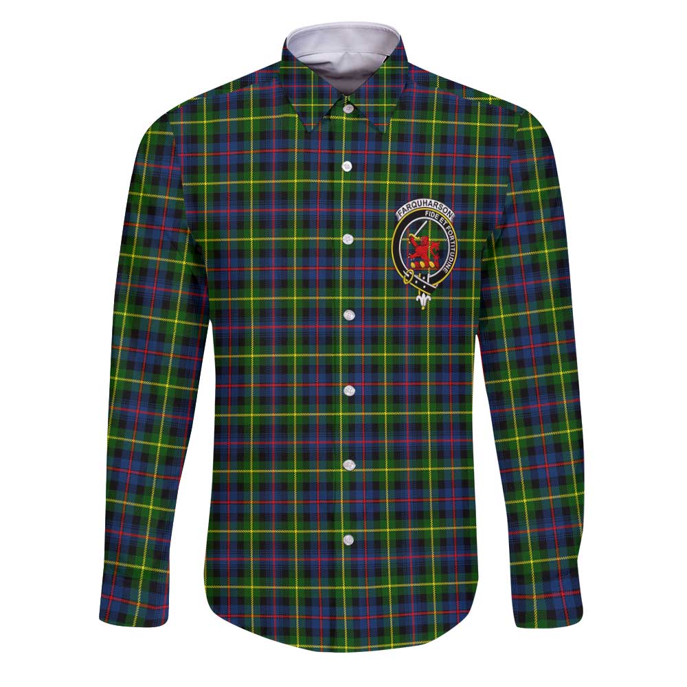 Clan Farquharson Tartan Long Sleeve Button Shirt Crest And Plaid Basic Style