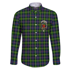 Clan Farquharson Tartan Long Sleeve Button Shirt Crest And Plaid Basic Style
