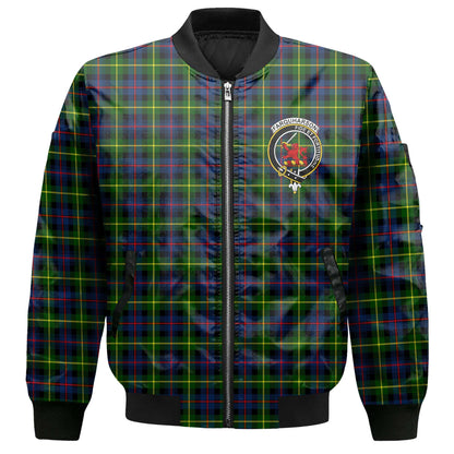 Clan Farquharson Tartan Men Bomber Jacket Crest And Plaid Basic Style