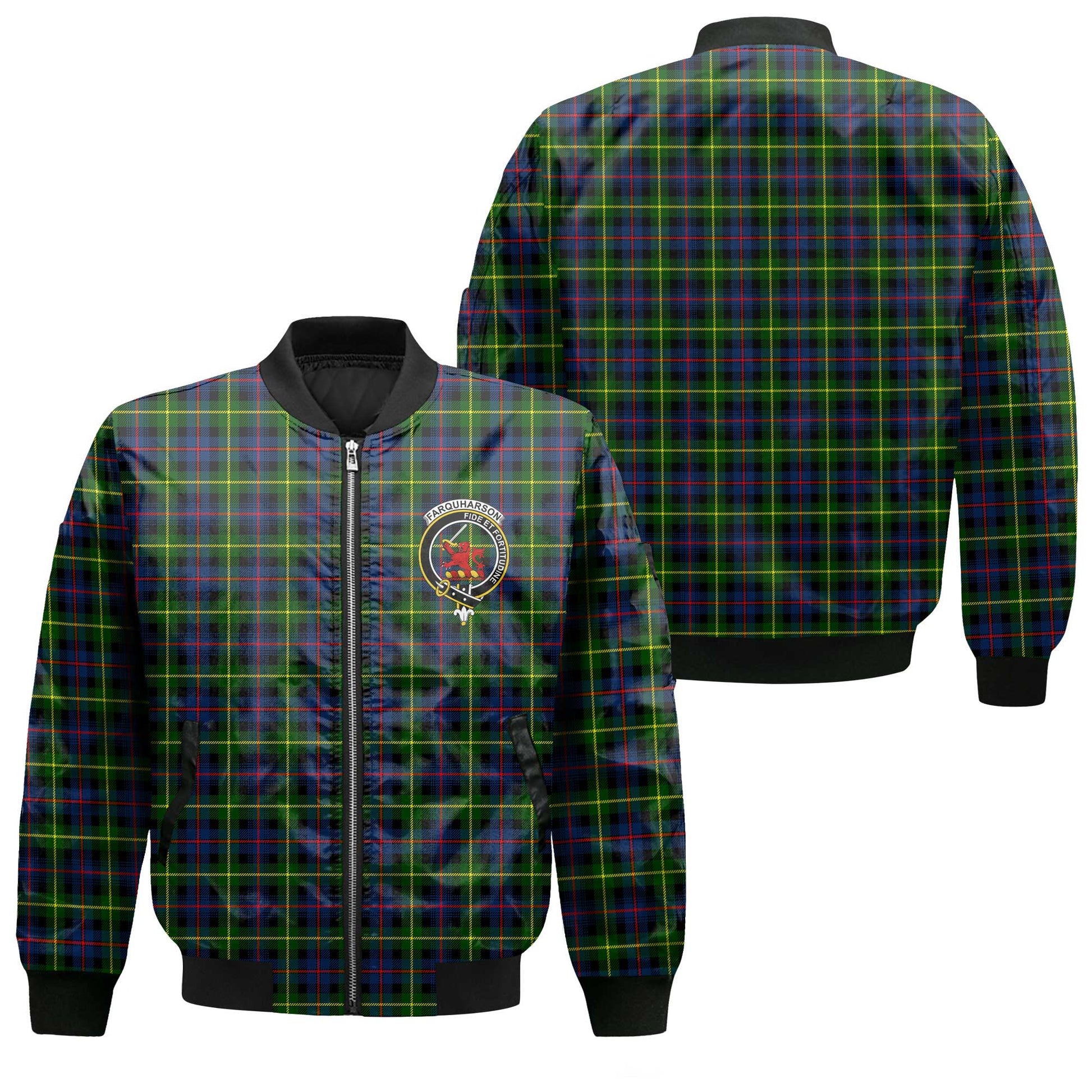 Clan Farquharson Tartan Women Bomber Jacket Crest And Plaid Basic Style