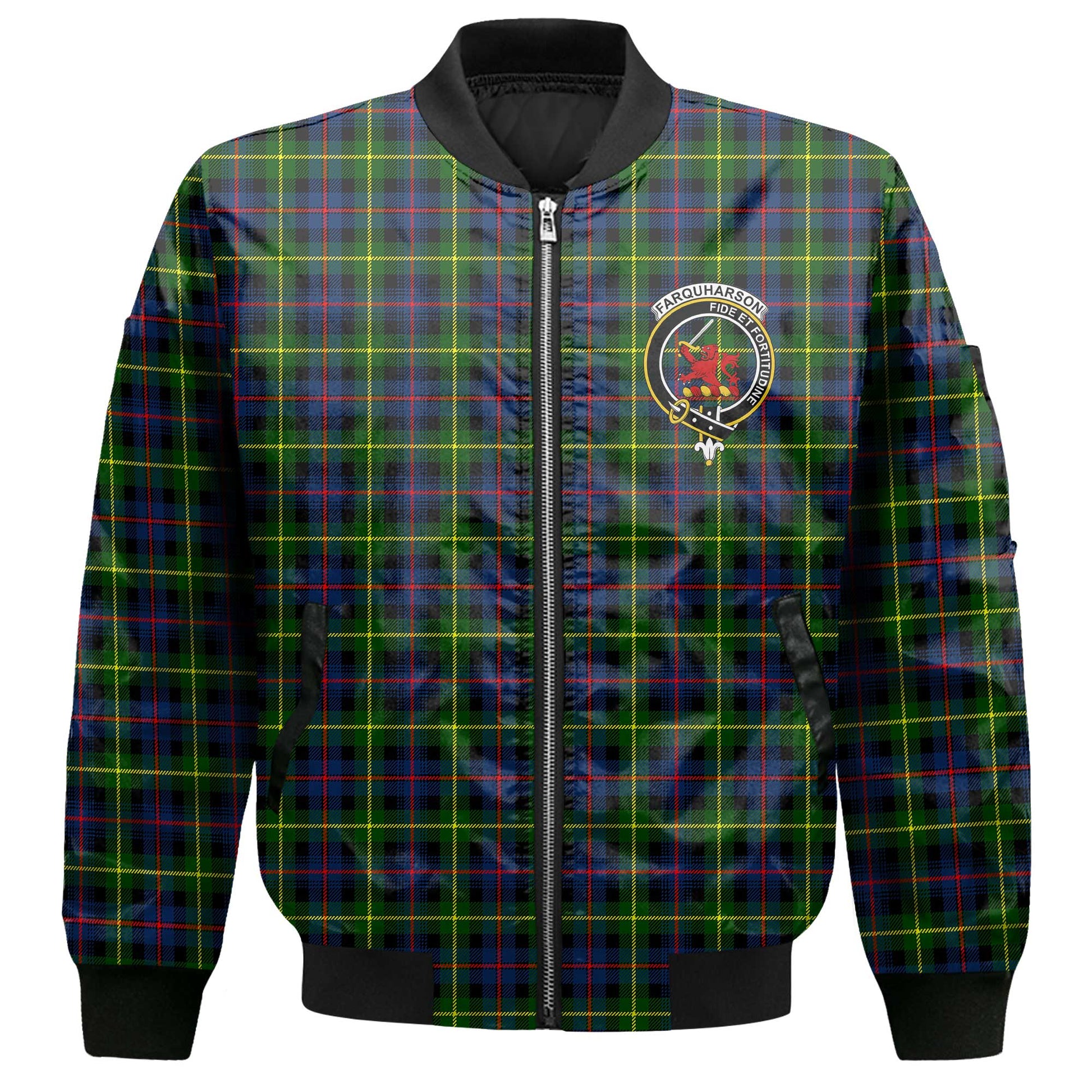 Clan Farquharson Tartan Women Bomber Jacket Crest And Plaid Basic Style