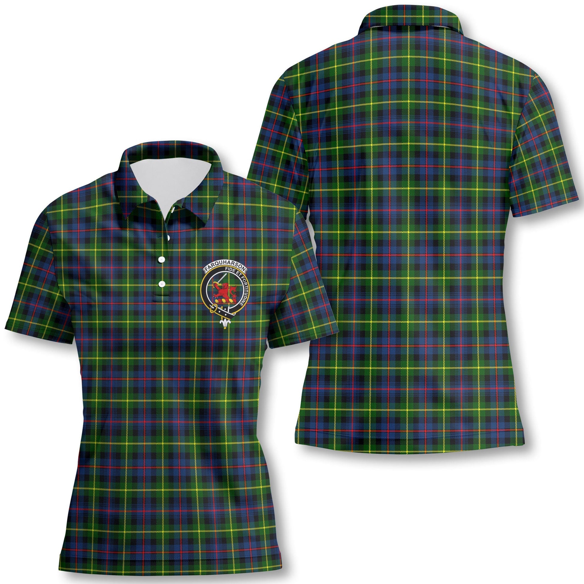 Clan Farquharson Tartan Women Polo Shirt Crest And Plaid Basic Style