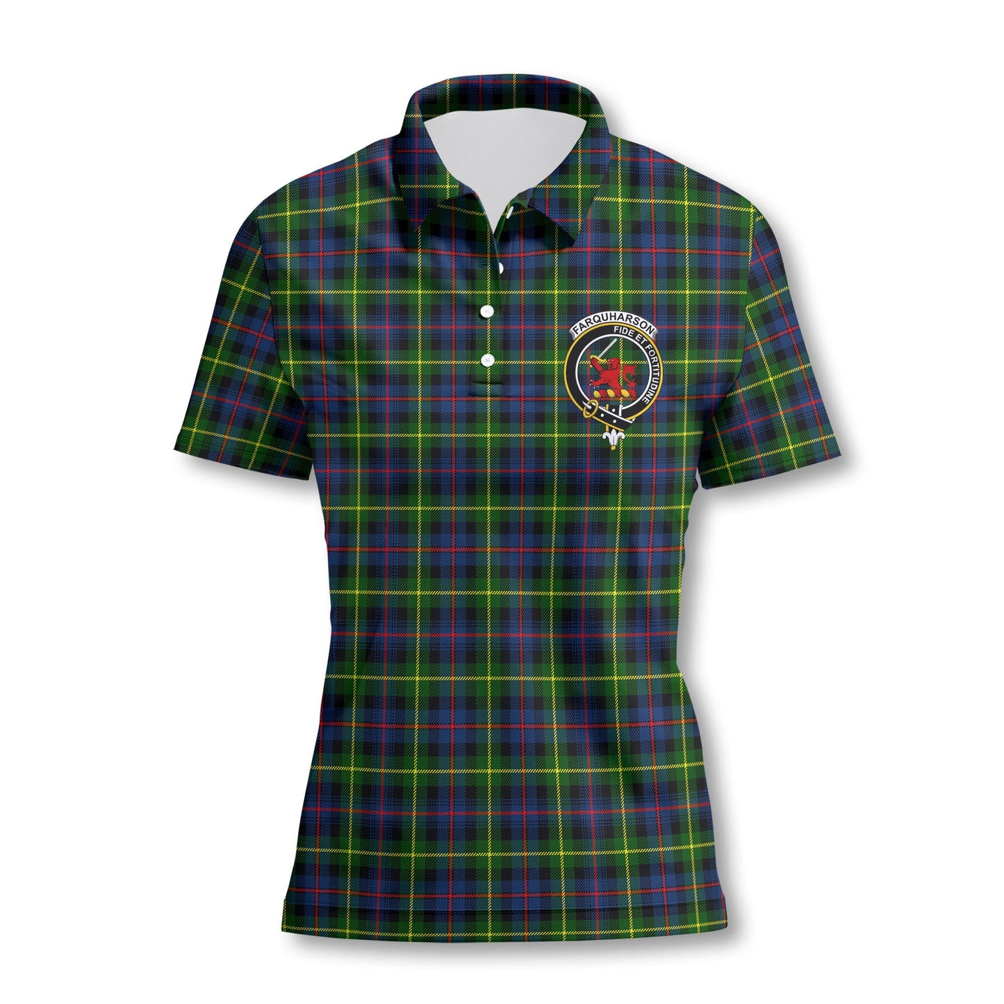 Clan Farquharson Tartan Women Polo Shirt Crest And Plaid Basic Style