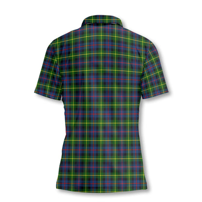 Clan Farquharson Tartan Women Polo Shirt Crest And Plaid Basic Style