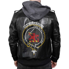 Clan Farquharson Tartan Zip Leather Jacket Crest And Plaid Basic Style
