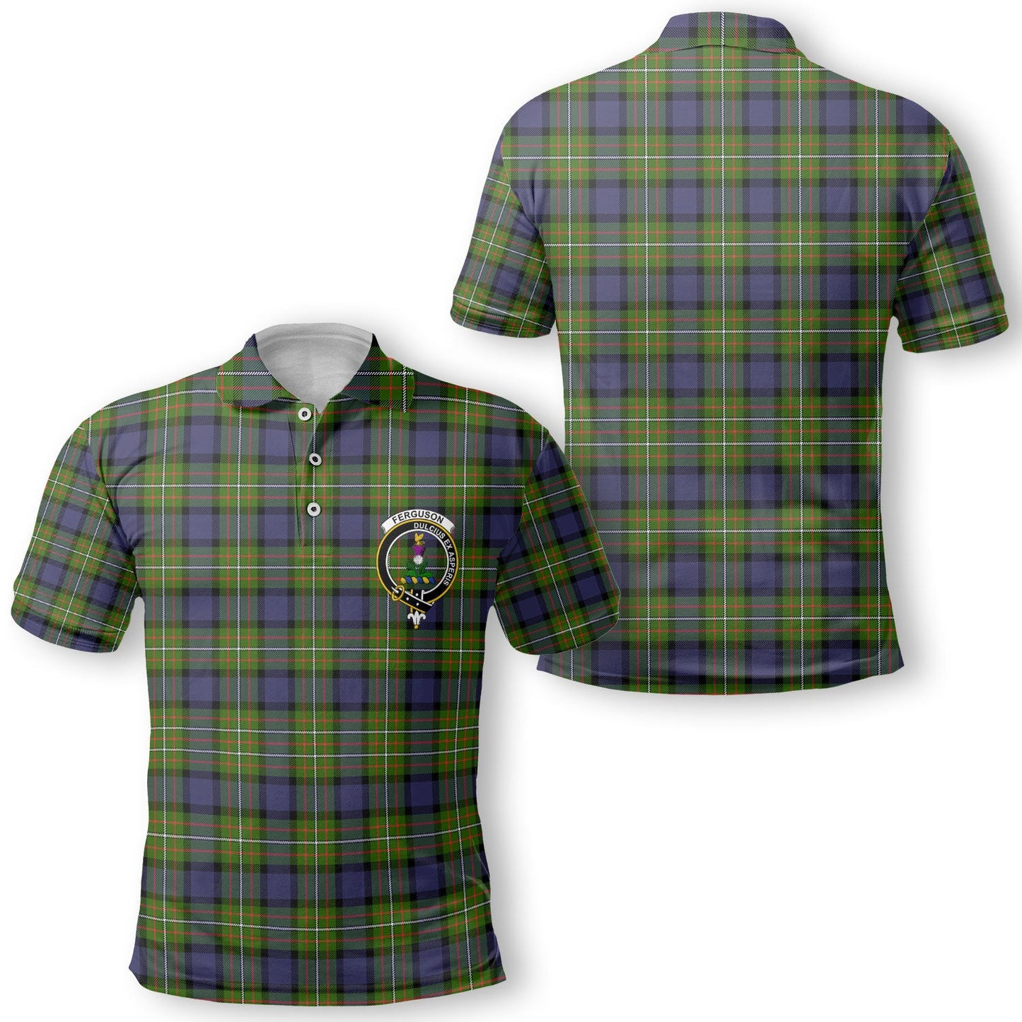 Clan Ferguson Tartan Golf Men Polo Shirt Crest And Plaid Basic Style