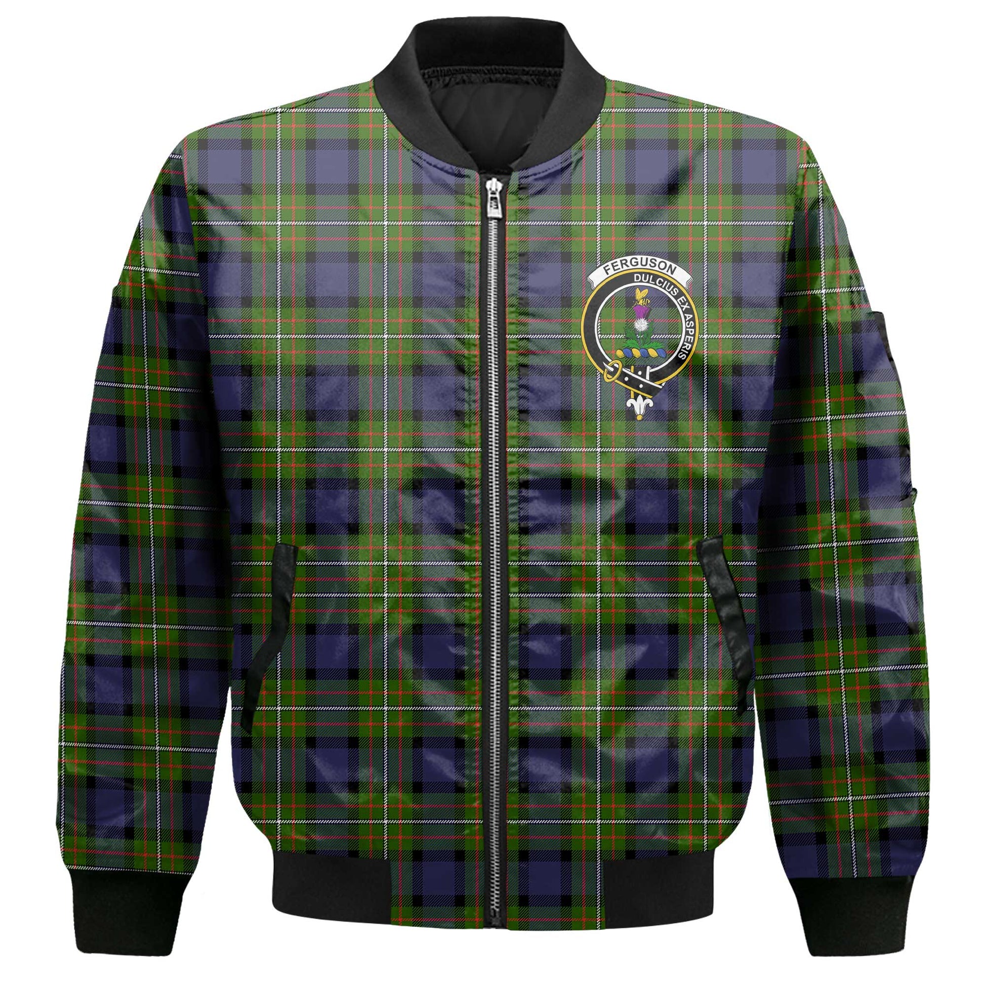 Clan Ferguson Tartan Men Bomber Jacket Crest And Plaid Basic Style