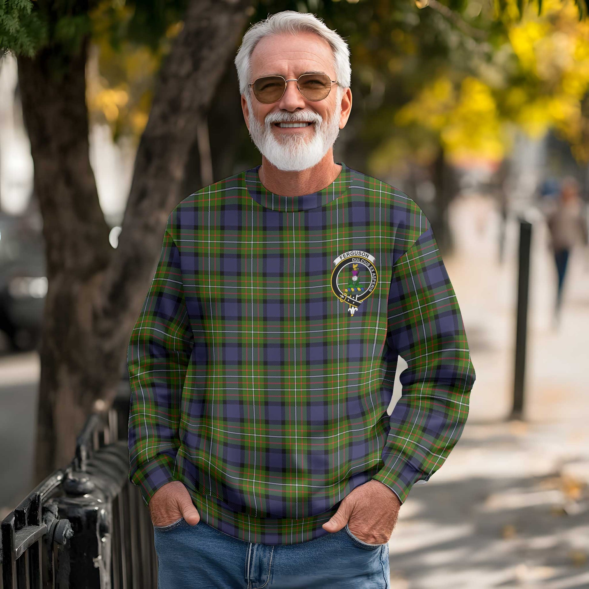 Clan Ferguson Tartan Men Sweatshirt Crest And Plaid Basic Style