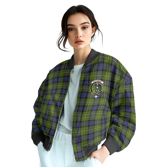 Clan Ferguson Tartan Women Bomber Jacket Crest And Plaid Basic Style