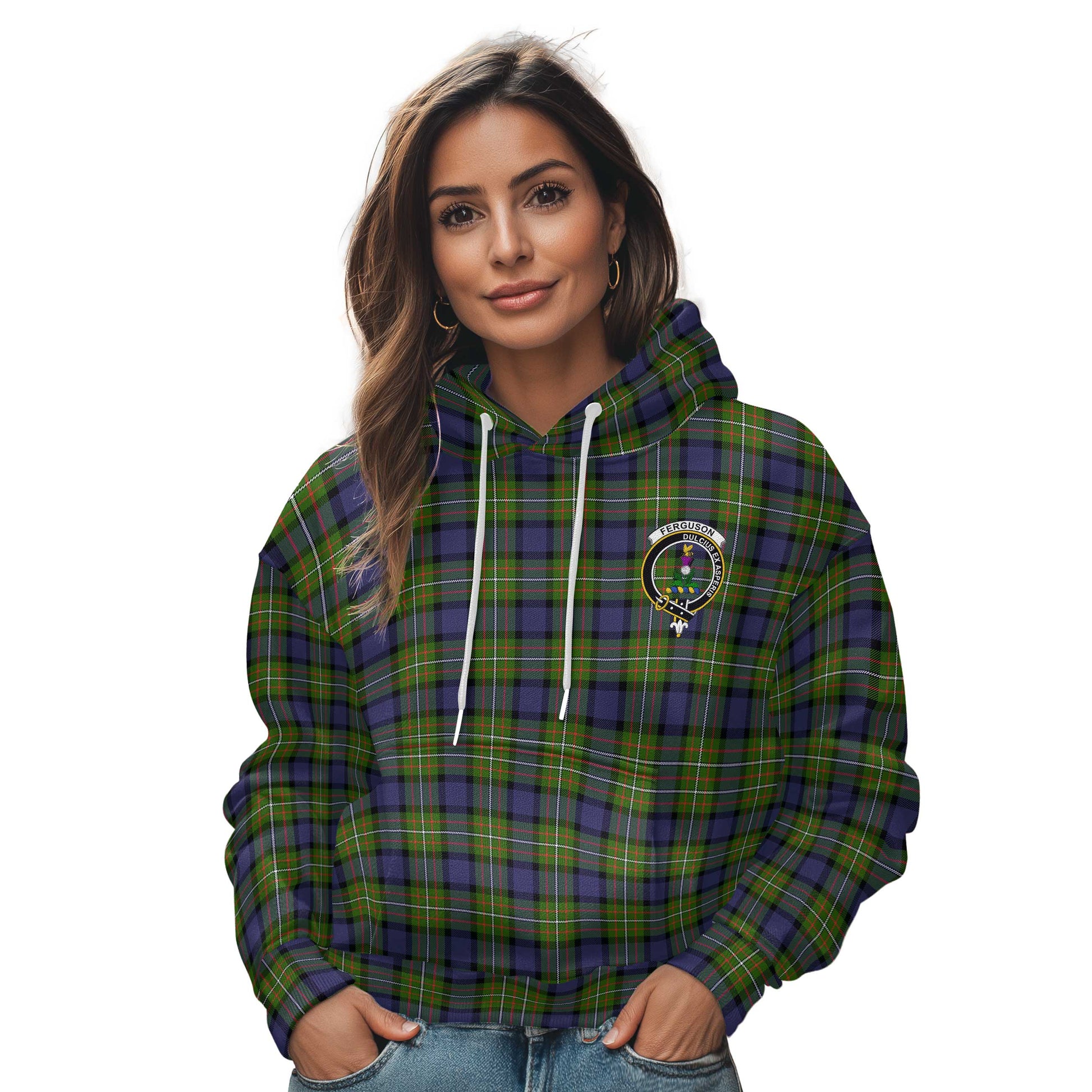 Clan Ferguson Tartan Women Hoodie Crest And Plaid Basic Style