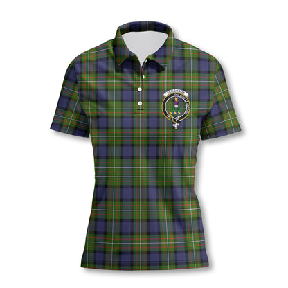 Clan Ferguson Tartan Women Polo Shirt Crest And Plaid Basic Style