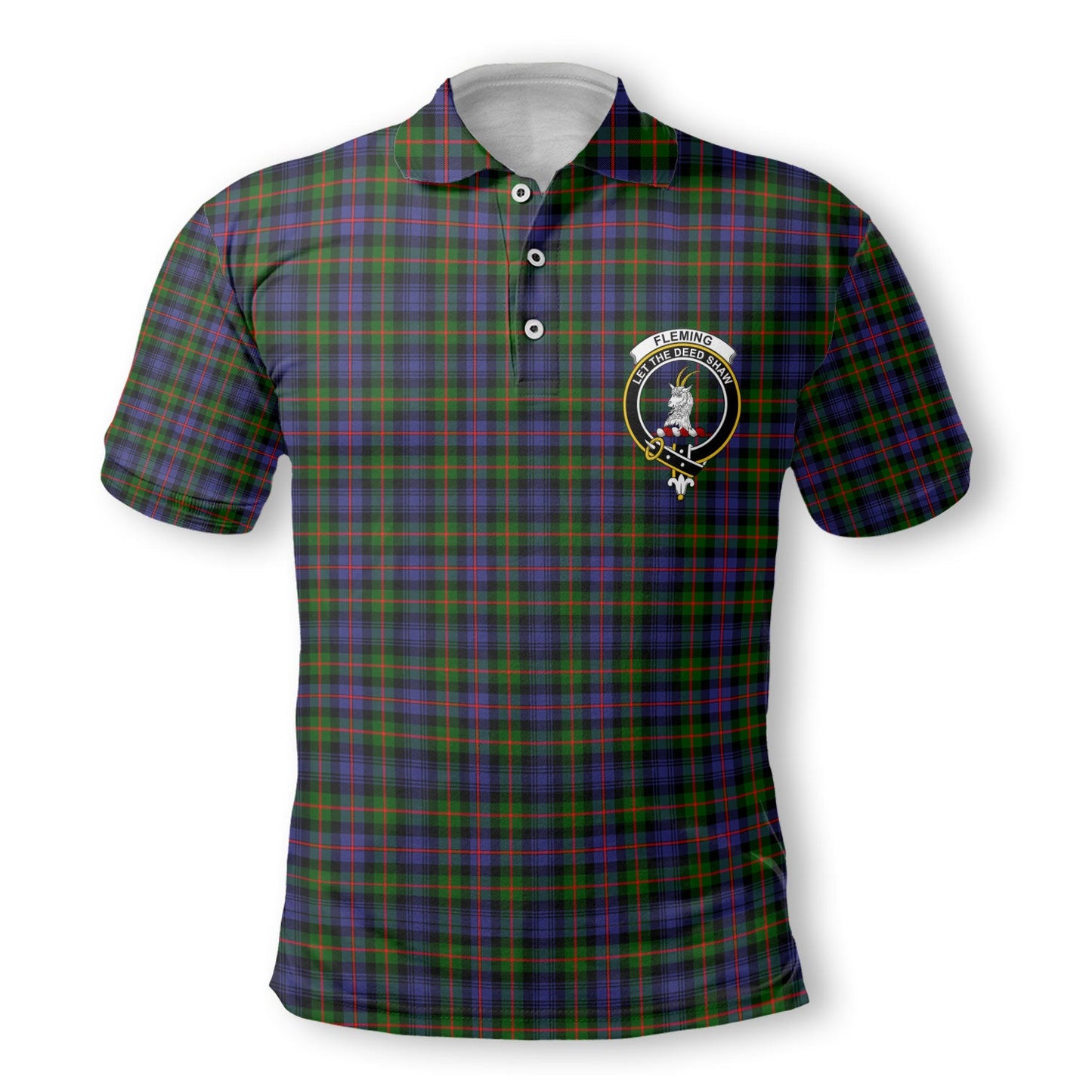 Clan Fleming Tartan Golf Men Polo Shirt Crest And Plaid Basic Style