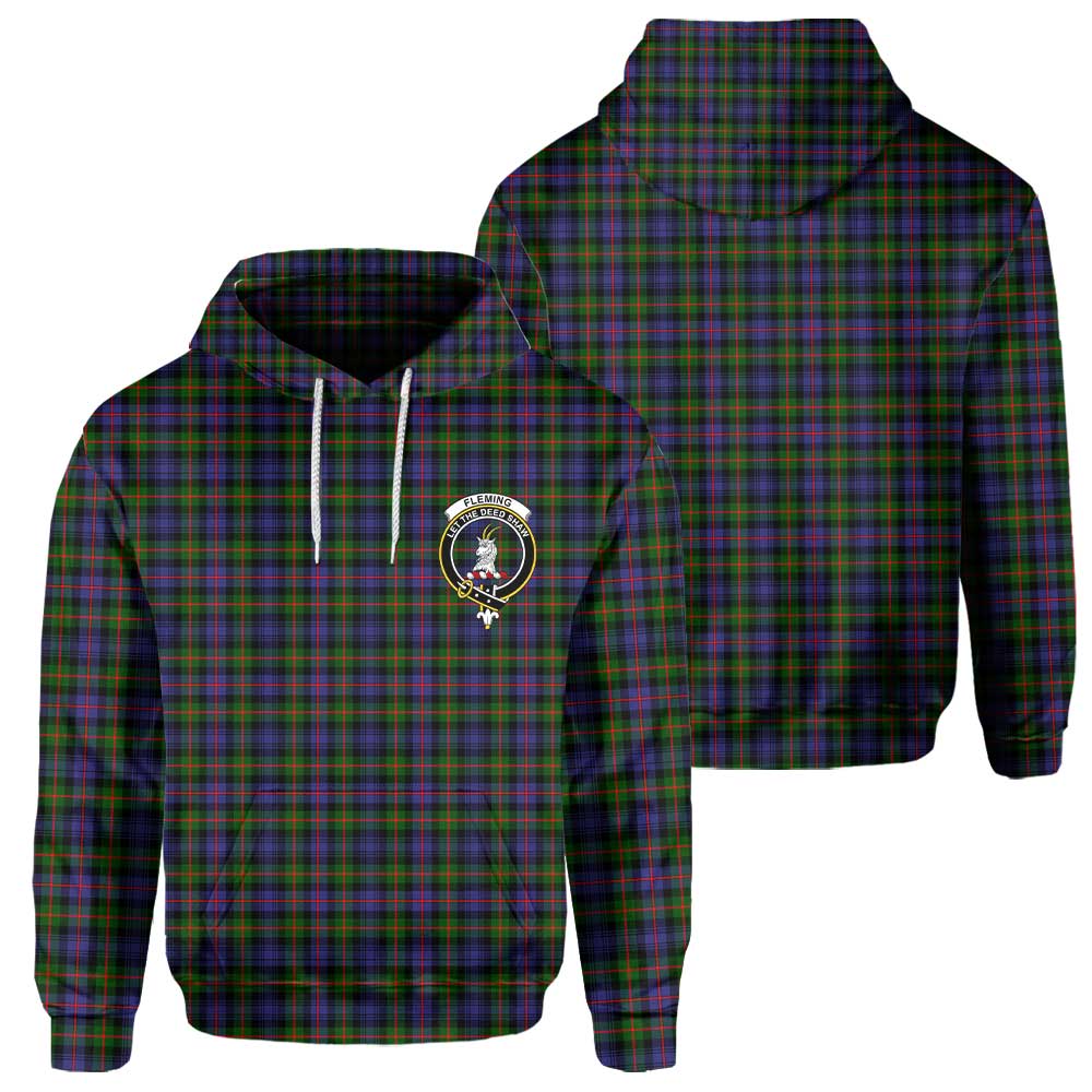 Clan Fleming Tartan Men Hoodie Crest And Plaid Basic Style