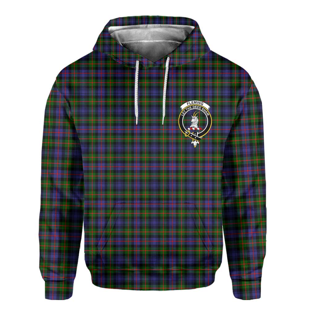 Clan Fleming Tartan Men Hoodie Crest And Plaid Basic Style