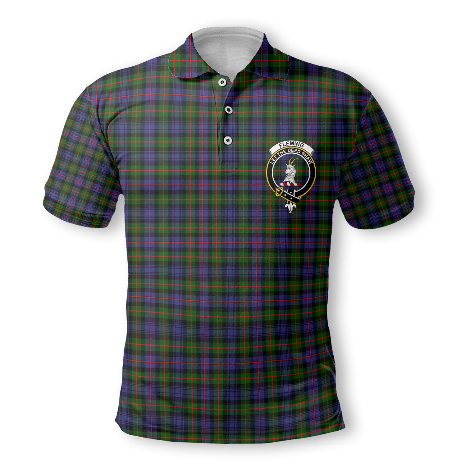 Clan Fleming Tartan Men Polo Shirt Crest And Plaid Basic Style