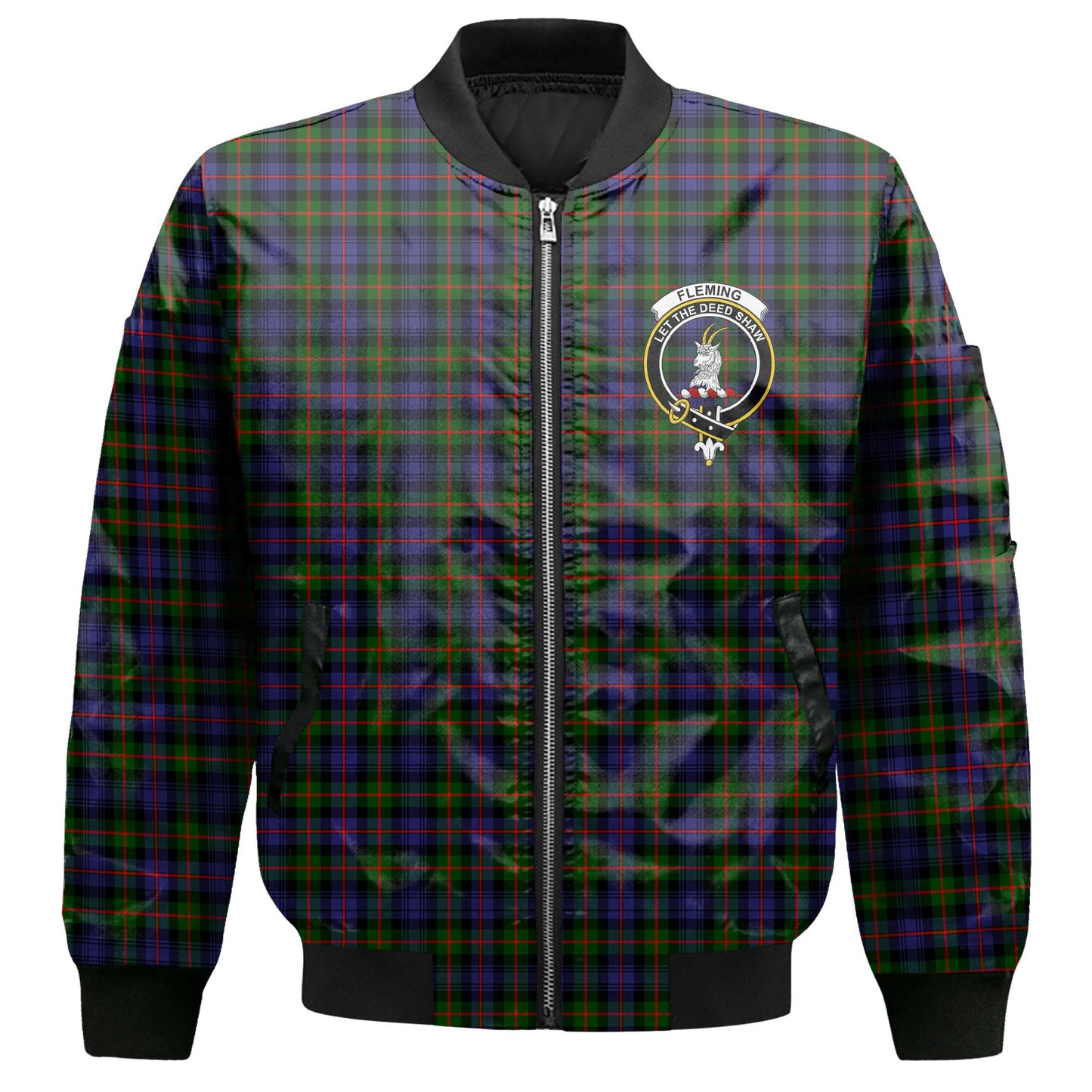 Clan Fleming Tartan Women Bomber Jacket Crest And Plaid Basic Style