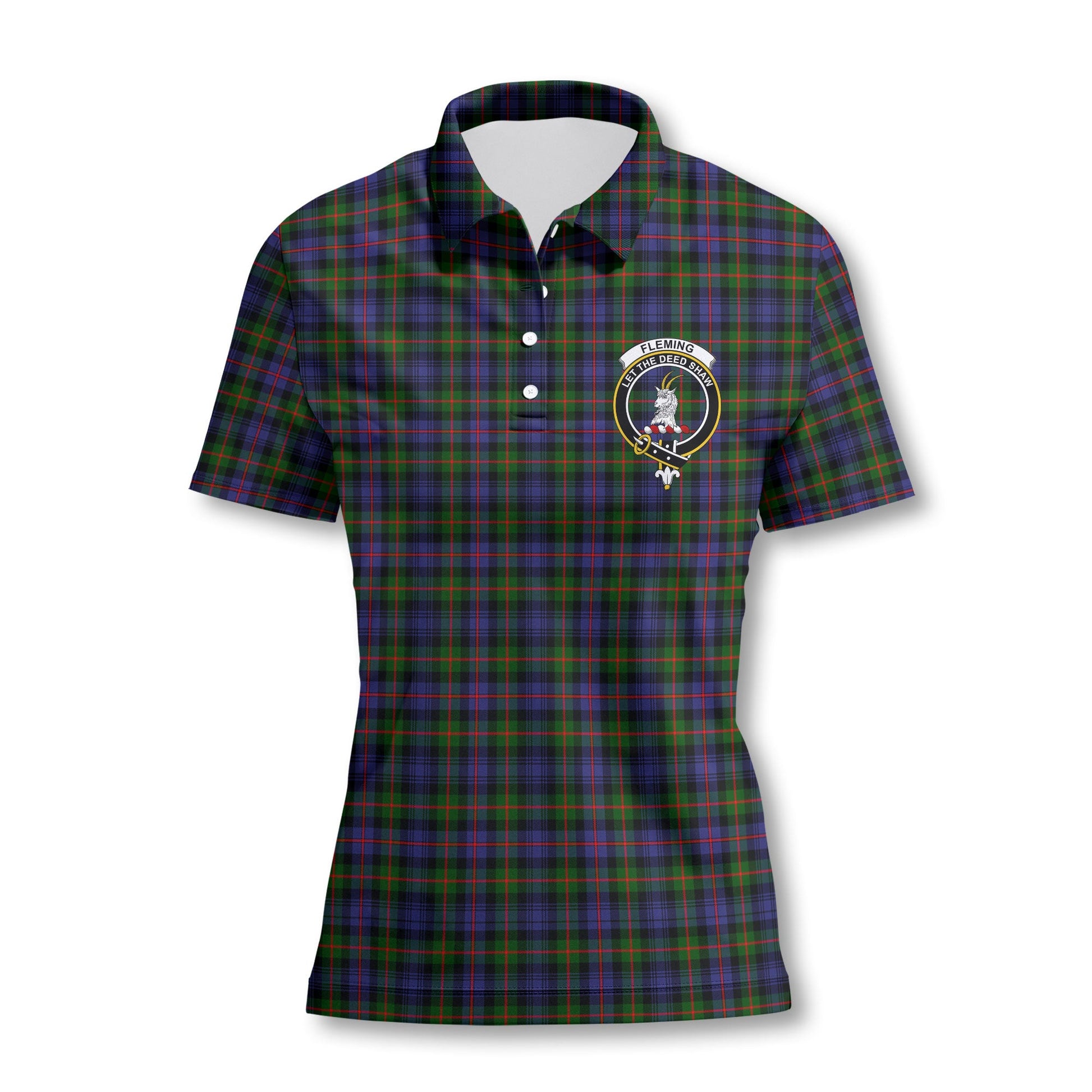 Clan Fleming Tartan Women Polo Shirt Crest And Plaid Basic Style