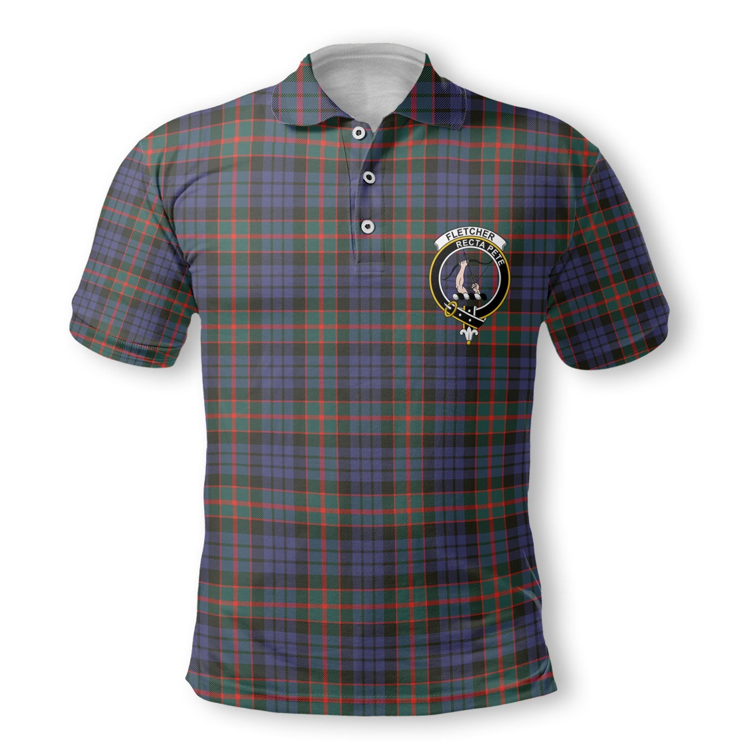 Clan Fletcher Tartan Golf Men Polo Shirt Crest And Plaid Basic Style