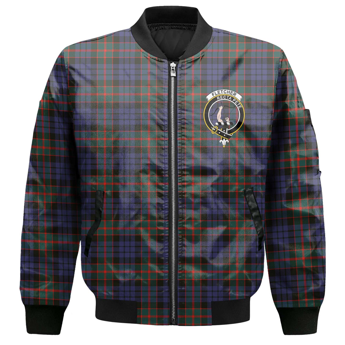 Clan Fletcher Tartan Men Bomber Jacket Crest And Plaid Basic Style