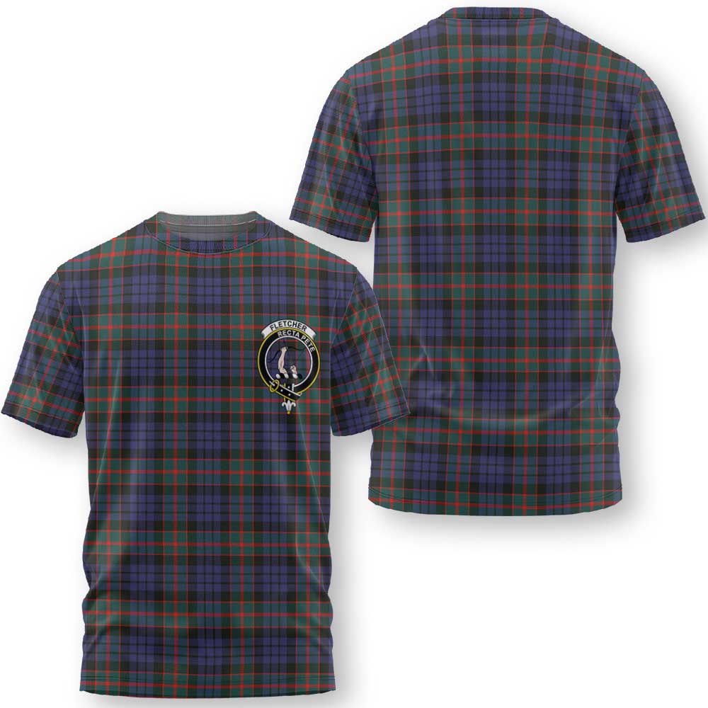 Clan Fletcher Tartan Men T Shirt Crest And Plaid Basic Style