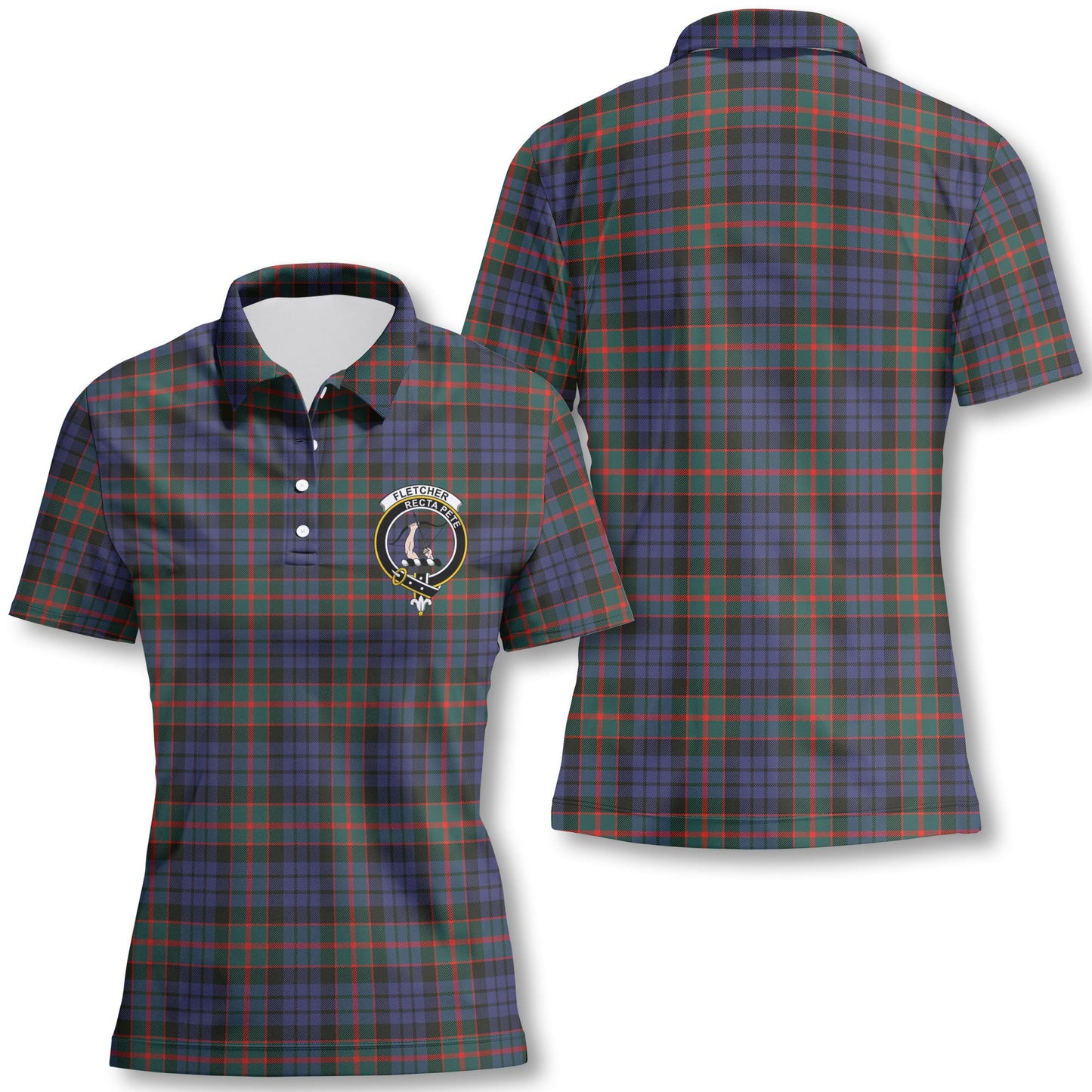 Clan Fletcher Tartan Women Polo Shirt Crest And Plaid Basic Style