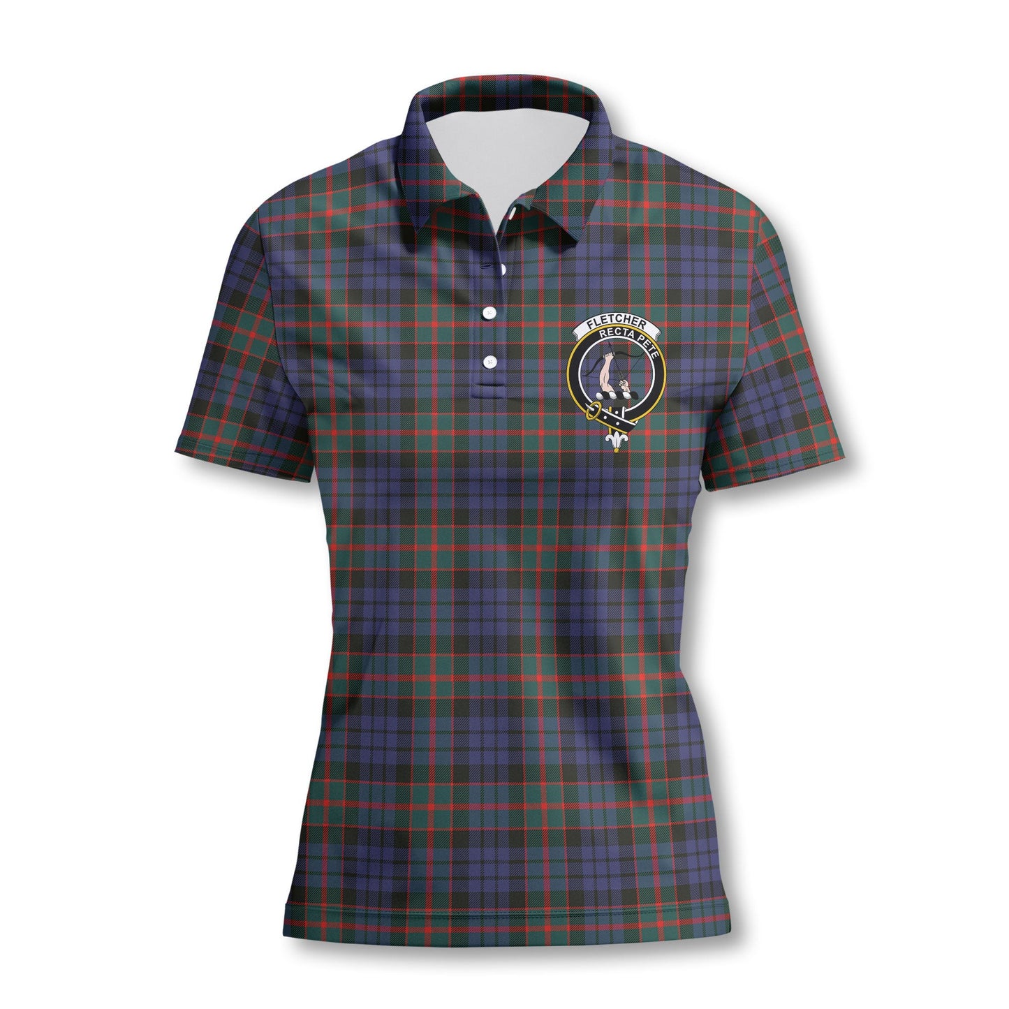 Clan Fletcher Tartan Women Polo Shirt Crest And Plaid Basic Style