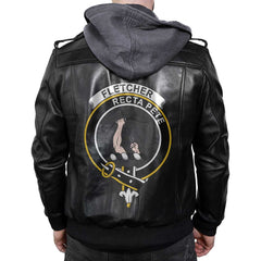 Clan Fletcher Tartan Zip Leather Jacket Crest And Plaid Basic Style