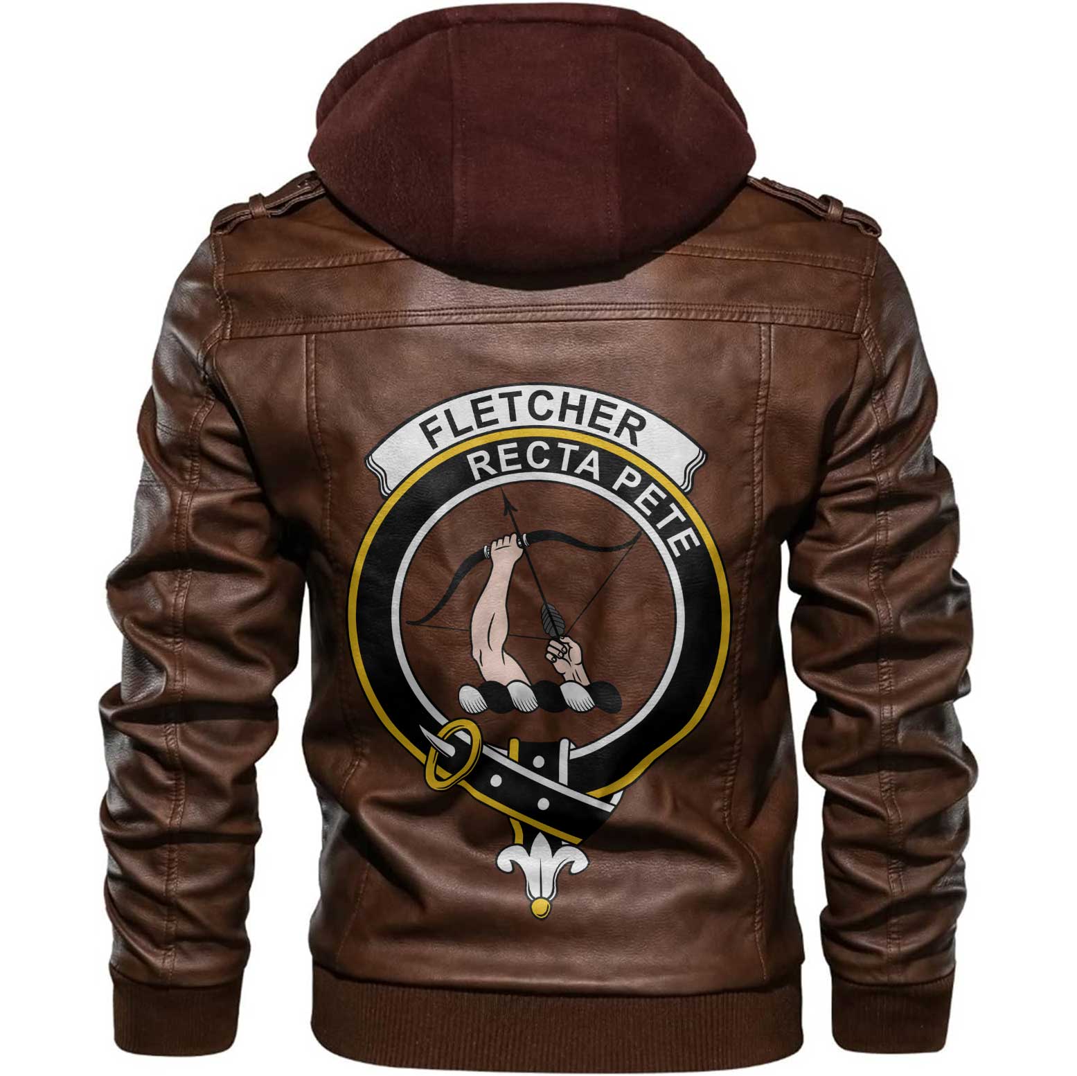Clan Fletcher Tartan Zip Leather Jacket Crest And Plaid Basic Style