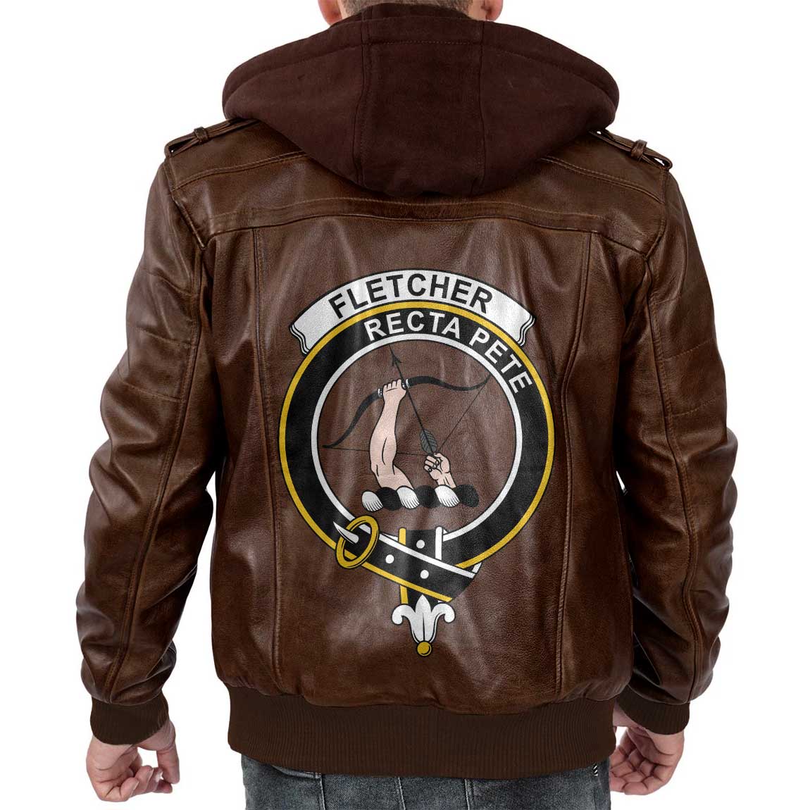 Clan Fletcher Tartan Zip Leather Jacket Crest And Plaid Basic Style