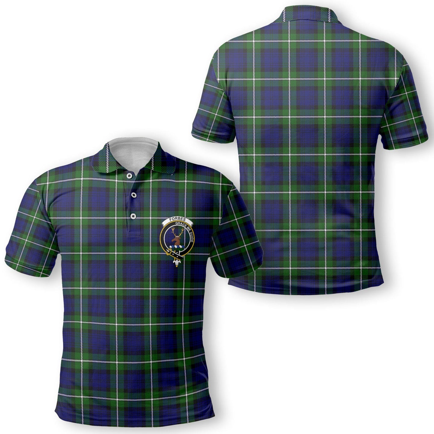 Clan Forbes Tartan Golf Men Polo Shirt Crest And Plaid Basic Style