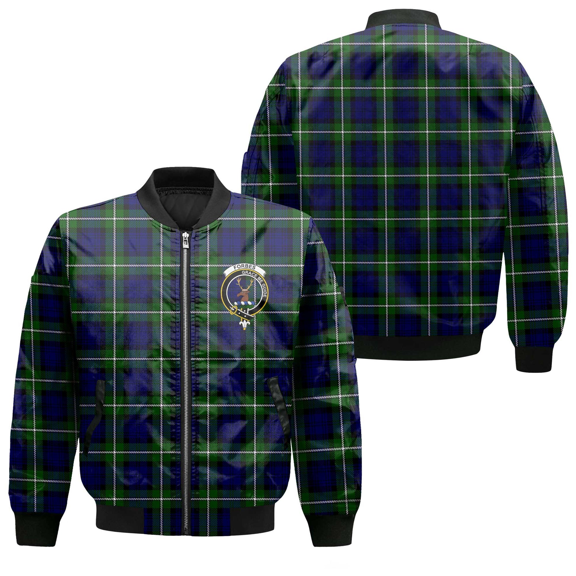 Clan Forbes Tartan Women Bomber Jacket Crest And Plaid Basic Style