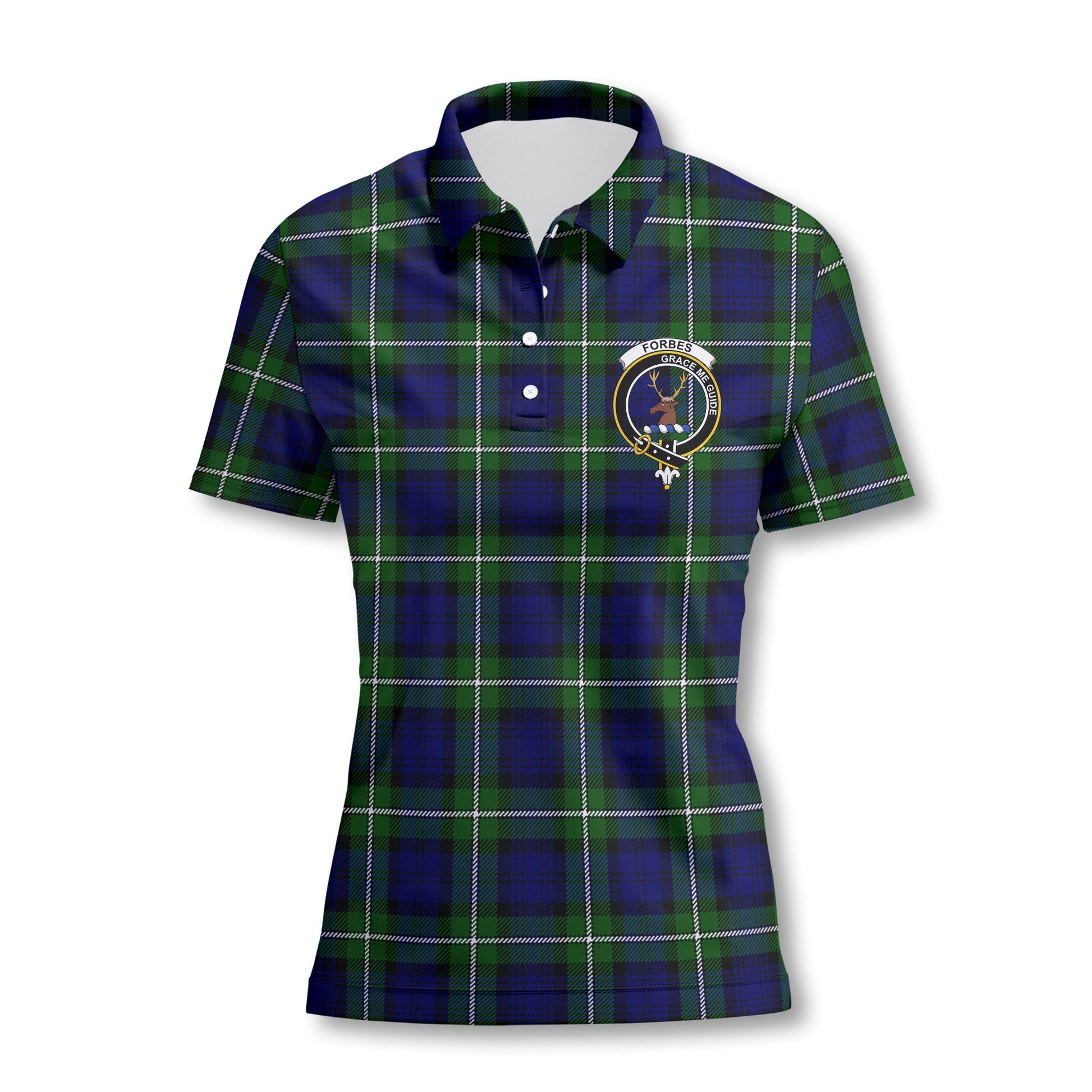 Clan Forbes Tartan Women Polo Shirt Crest And Plaid Basic Style