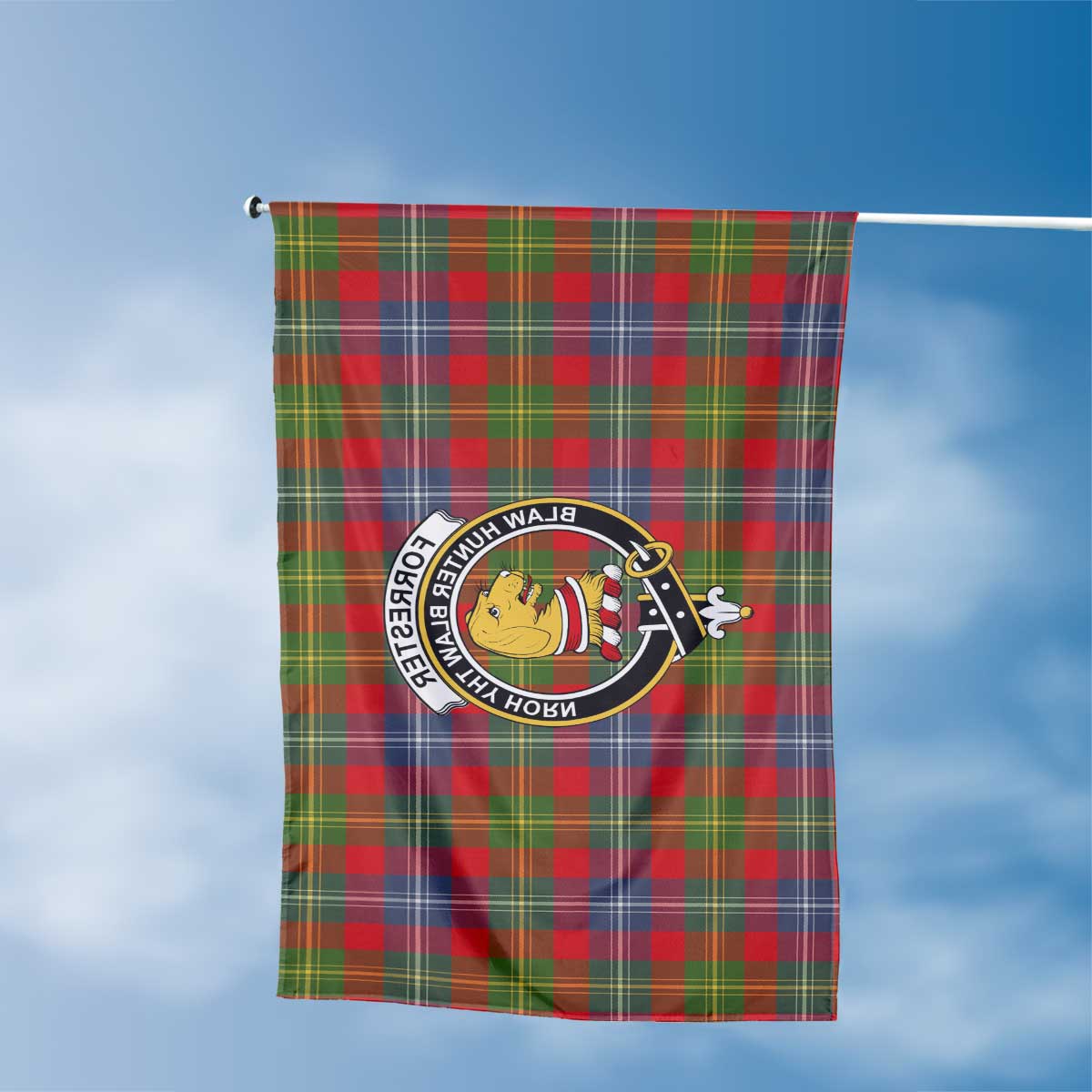 Clan Forrester Tartan Flag Crest And Plaid Basic Style