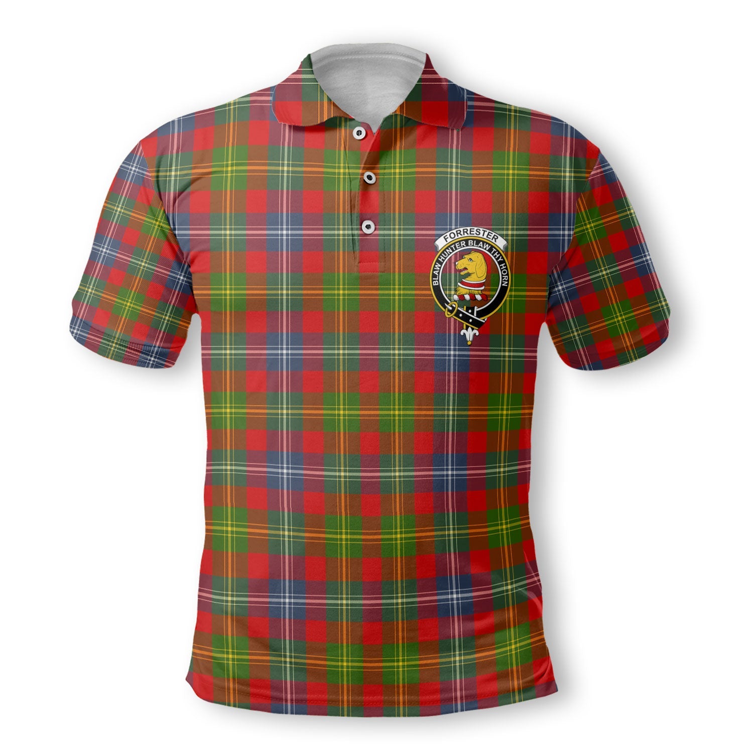 Clan Forrester Tartan Golf Men Polo Shirt Crest And Plaid Basic Style