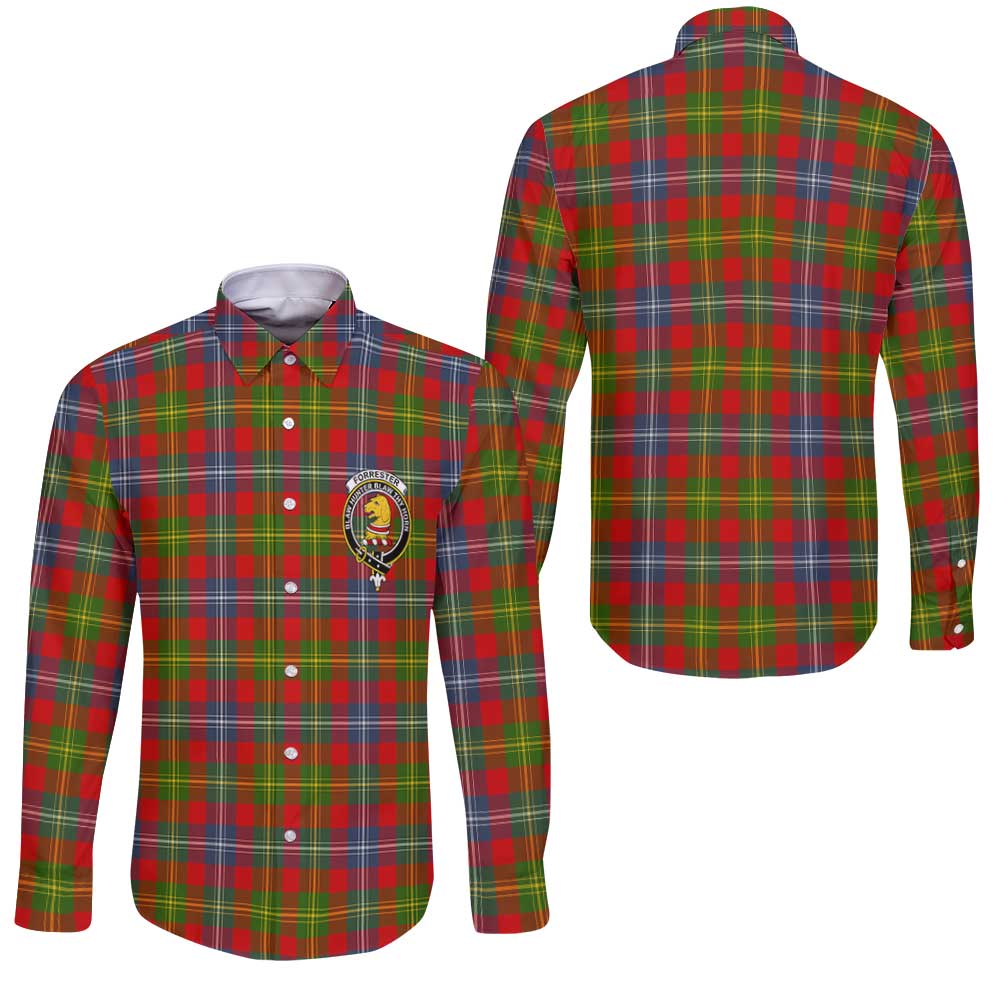 Clan Forrester Tartan Long Sleeve Button Shirt Crest And Plaid Basic Style