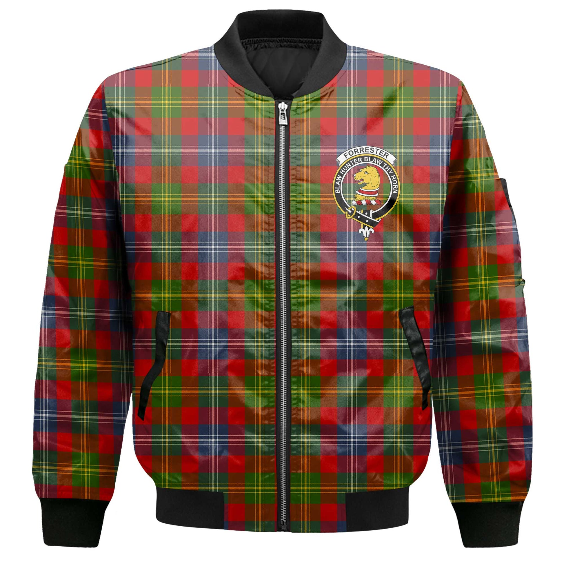 Clan Forrester Tartan Women Bomber Jacket Crest And Plaid Basic Style